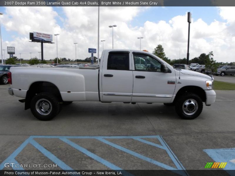Bright White / Medium Slate Gray 2007 Dodge Ram 3500 Laramie Quad Cab 4x4 Dually