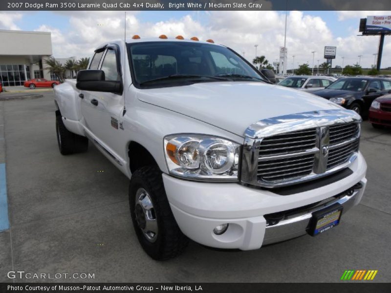 Bright White / Medium Slate Gray 2007 Dodge Ram 3500 Laramie Quad Cab 4x4 Dually