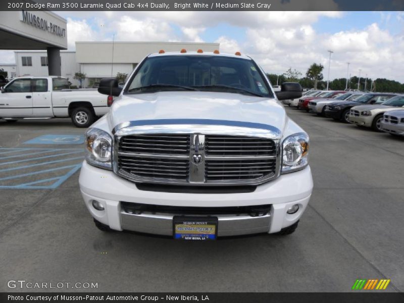 Bright White / Medium Slate Gray 2007 Dodge Ram 3500 Laramie Quad Cab 4x4 Dually