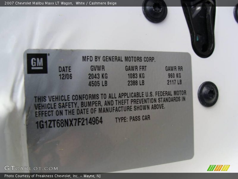 White / Cashmere Beige 2007 Chevrolet Malibu Maxx LT Wagon