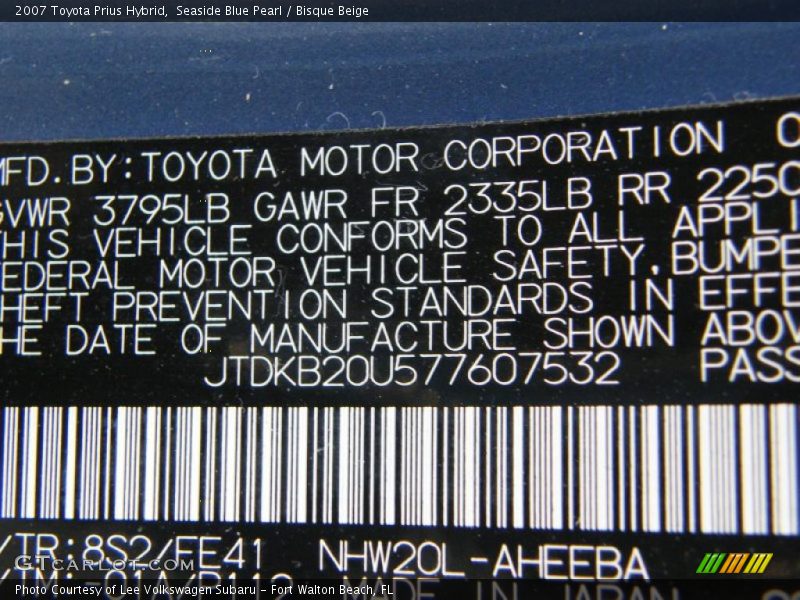 Seaside Blue Pearl / Bisque Beige 2007 Toyota Prius Hybrid