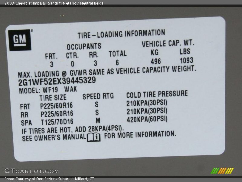 Sandrift Metallic / Neutral Beige 2003 Chevrolet Impala