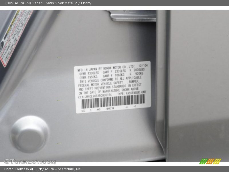 Satin Silver Metallic / Ebony 2005 Acura TSX Sedan