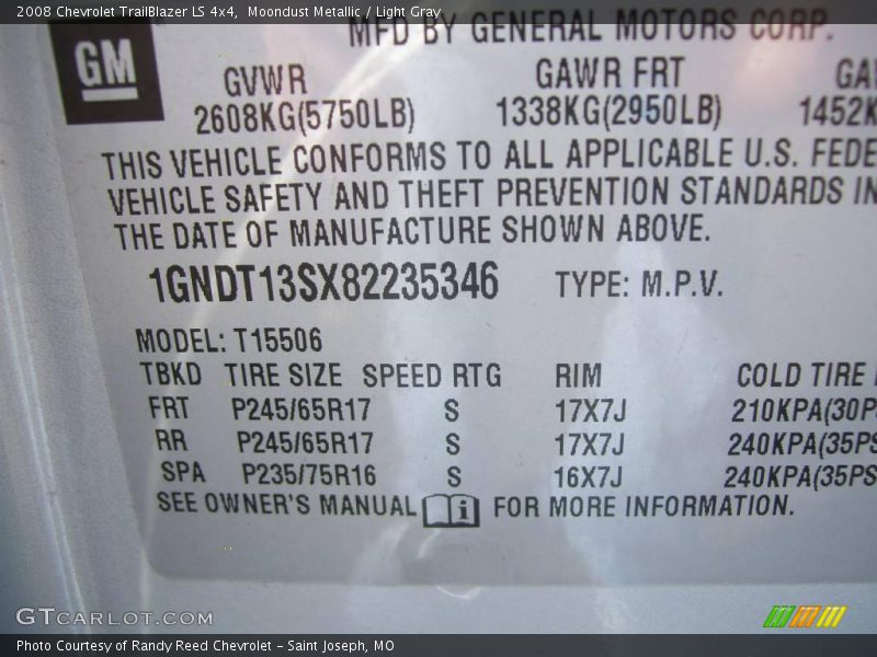 Moondust Metallic / Light Gray 2008 Chevrolet TrailBlazer LS 4x4