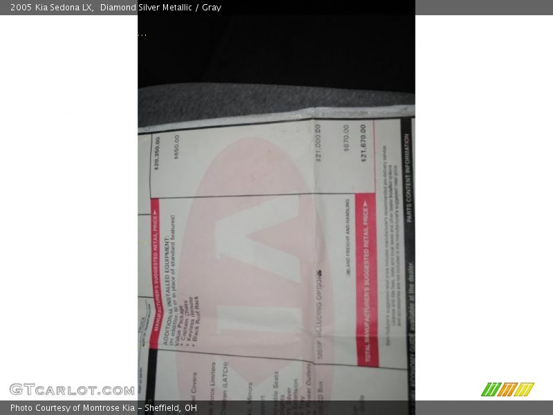 Diamond Silver Metallic / Gray 2005 Kia Sedona LX
