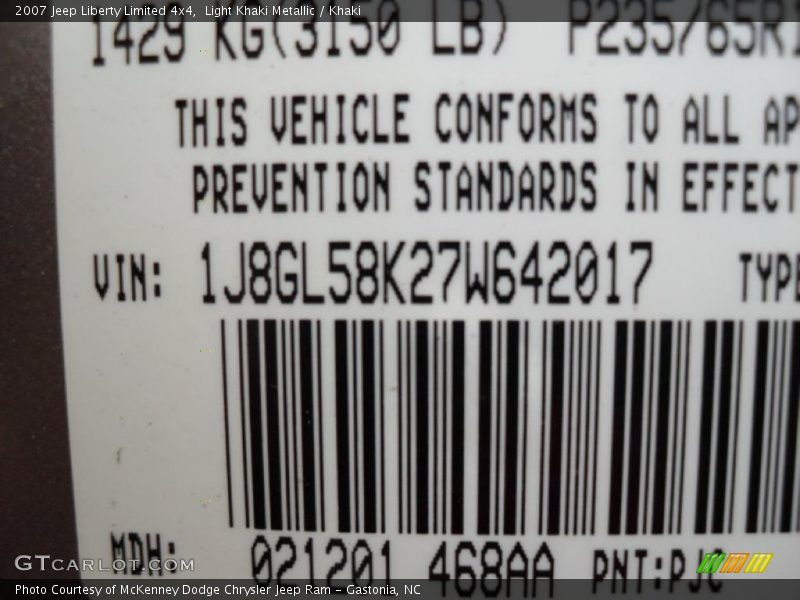 Light Khaki Metallic / Khaki 2007 Jeep Liberty Limited 4x4
