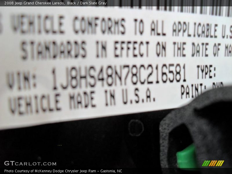 Black / Dark Slate Gray 2008 Jeep Grand Cherokee Laredo