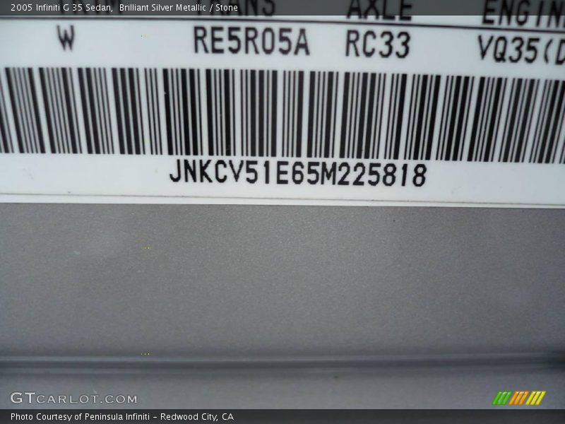 Brilliant Silver Metallic / Stone 2005 Infiniti G 35 Sedan
