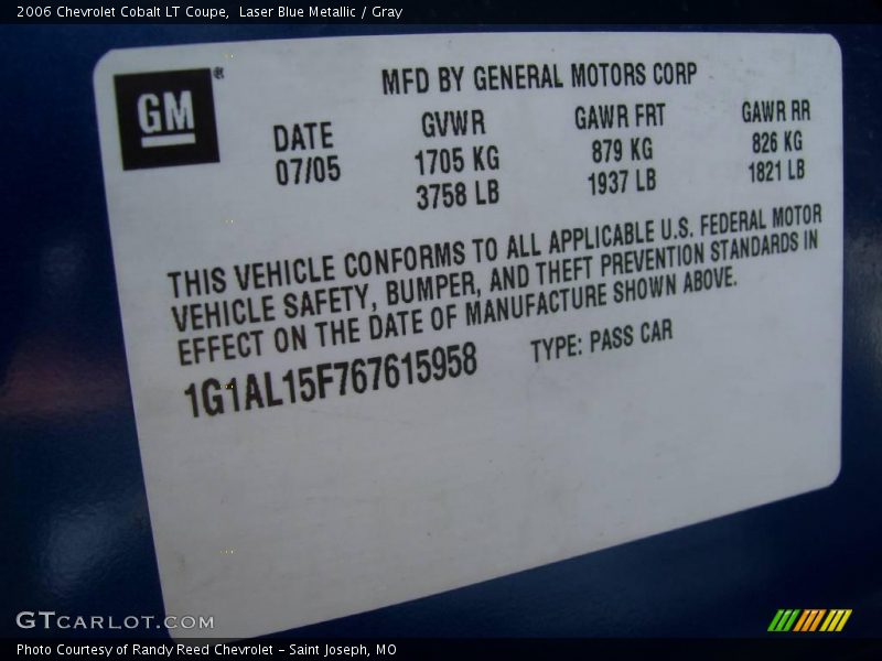 Laser Blue Metallic / Gray 2006 Chevrolet Cobalt LT Coupe