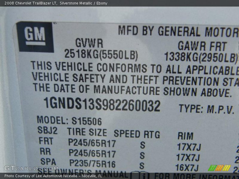 Silverstone Metallic / Ebony 2008 Chevrolet TrailBlazer LT