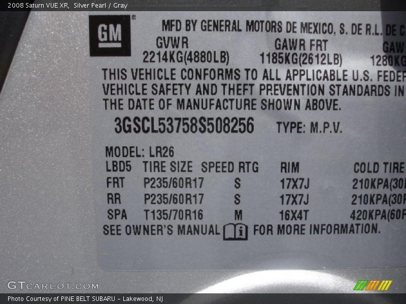 Silver Pearl / Gray 2008 Saturn VUE XR