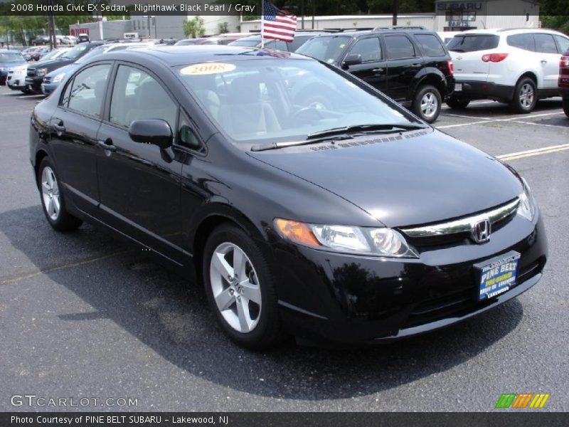 Nighthawk Black Pearl / Gray 2008 Honda Civic EX Sedan