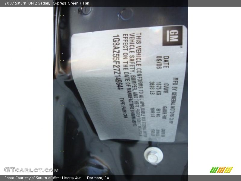 Cypress Green / Tan 2007 Saturn ION 2 Sedan