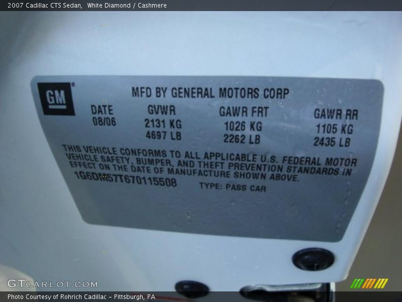 White Diamond / Cashmere 2007 Cadillac CTS Sedan