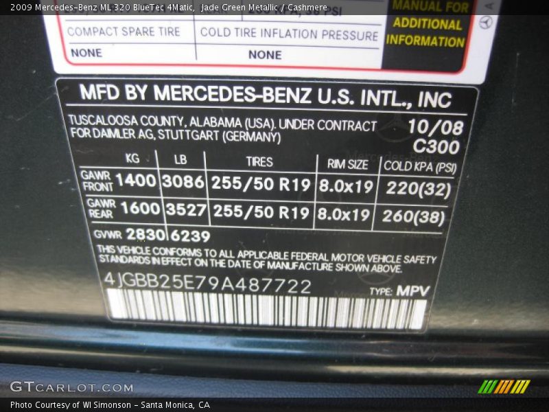 Jade Green Metallic / Cashmere 2009 Mercedes-Benz ML 320 BlueTec 4Matic