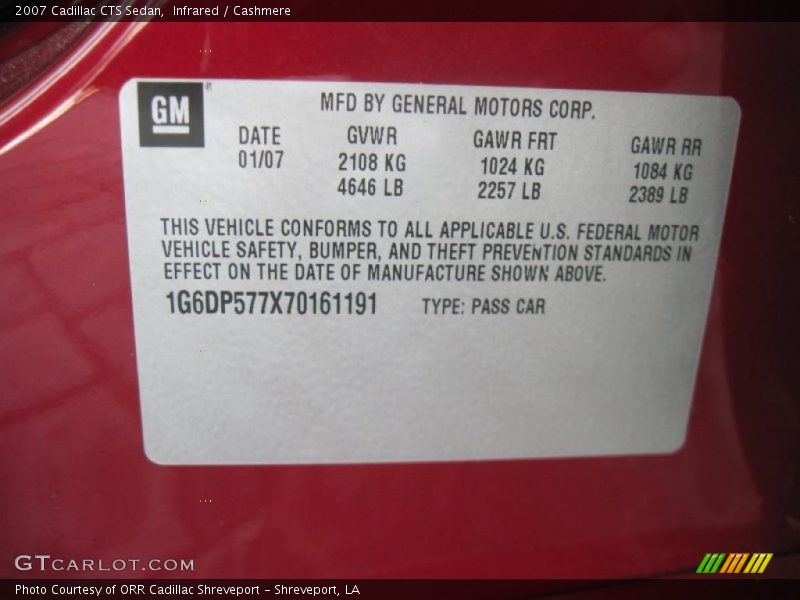 Infrared / Cashmere 2007 Cadillac CTS Sedan