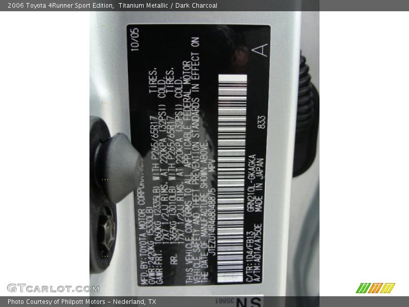 Titanium Metallic / Dark Charcoal 2006 Toyota 4Runner Sport Edition