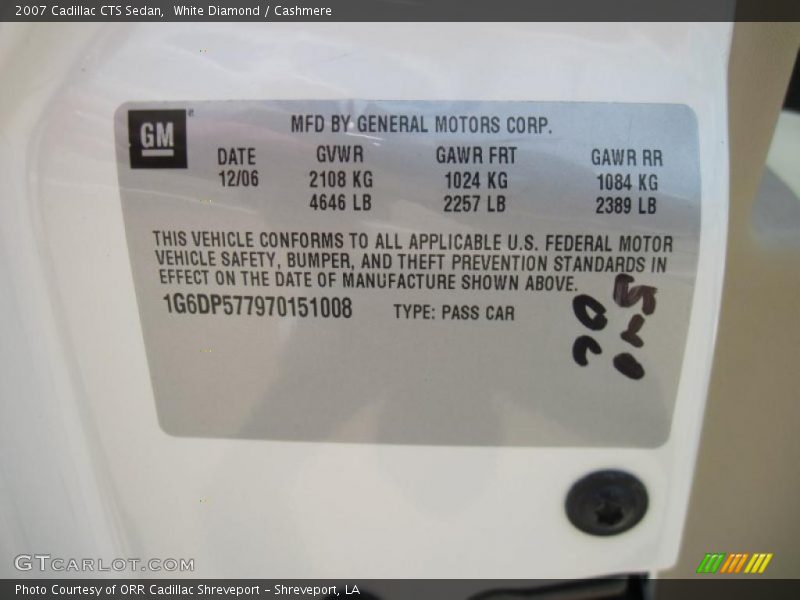 White Diamond / Cashmere 2007 Cadillac CTS Sedan