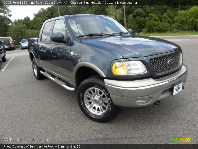 Charcoal Blue Metallic / Castano Brown Leather 2003 Ford F150 King Ranch SuperCrew 4x4