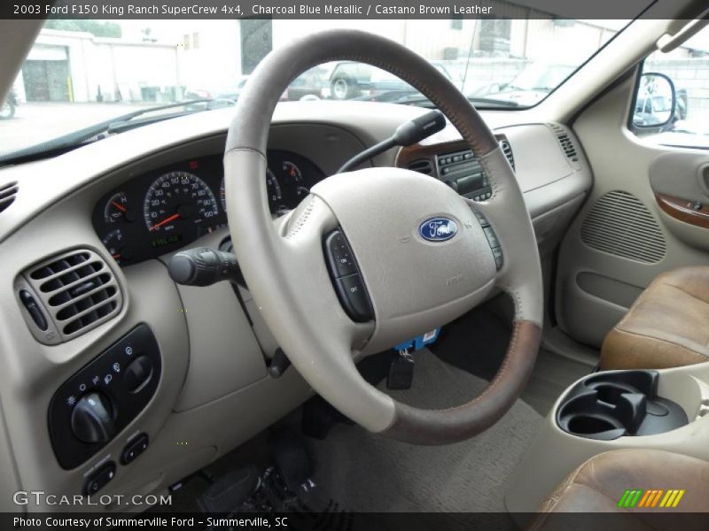 Charcoal Blue Metallic / Castano Brown Leather 2003 Ford F150 King Ranch SuperCrew 4x4