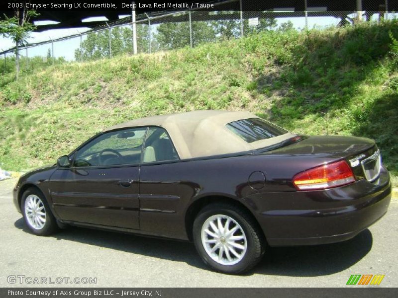 Deep Lava Red Metallic / Taupe 2003 Chrysler Sebring LX Convertible