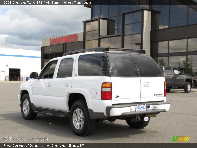 Summit White / Tan/Neutral 2003 Chevrolet Tahoe Z71 4x4