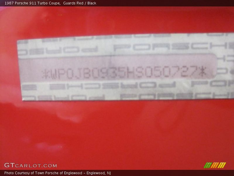 Guards Red / Black 1987 Porsche 911 Turbo Coupe