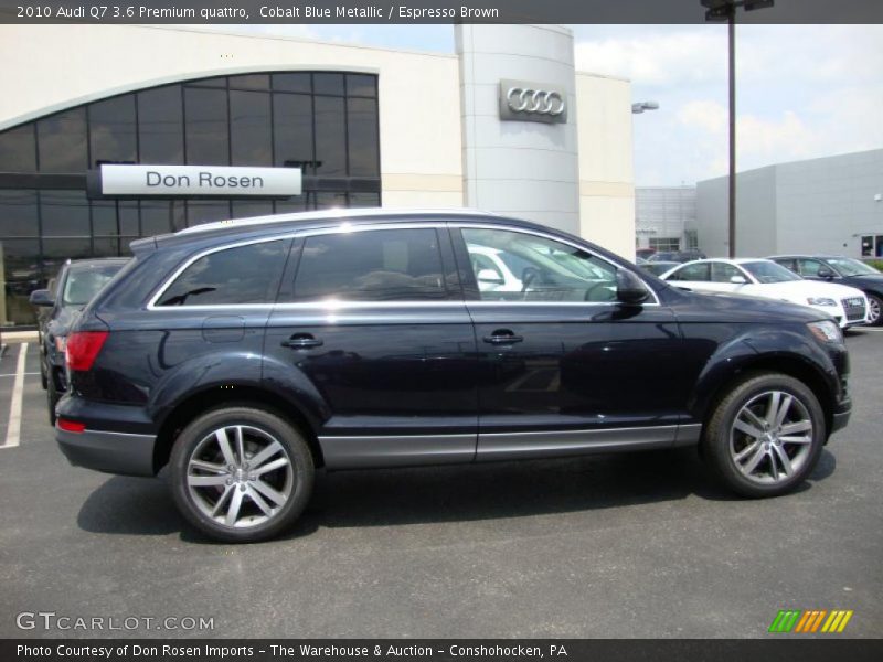 Cobalt Blue Metallic / Espresso Brown 2010 Audi Q7 3.6 Premium quattro