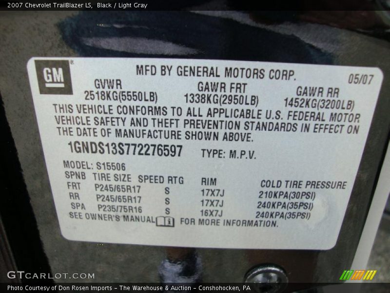 Black / Light Gray 2007 Chevrolet TrailBlazer LS