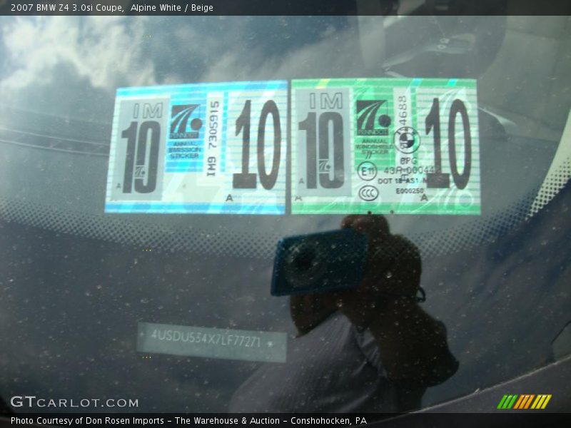 Alpine White / Beige 2007 BMW Z4 3.0si Coupe