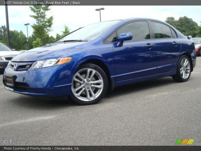 Royal Blue Pearl / Black 2007 Honda Civic Si Sedan