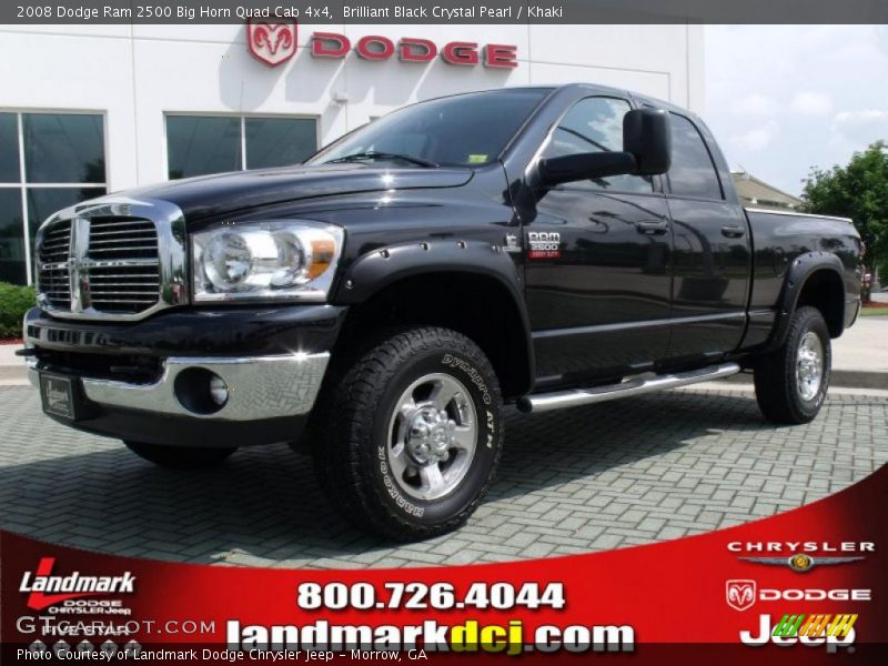 Brilliant Black Crystal Pearl / Khaki 2008 Dodge Ram 2500 Big Horn Quad Cab 4x4