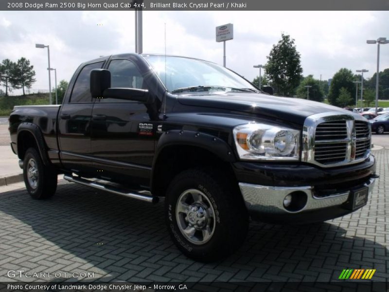 Brilliant Black Crystal Pearl / Khaki 2008 Dodge Ram 2500 Big Horn Quad Cab 4x4
