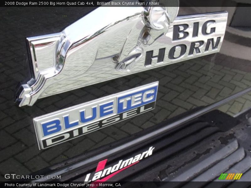 Brilliant Black Crystal Pearl / Khaki 2008 Dodge Ram 2500 Big Horn Quad Cab 4x4