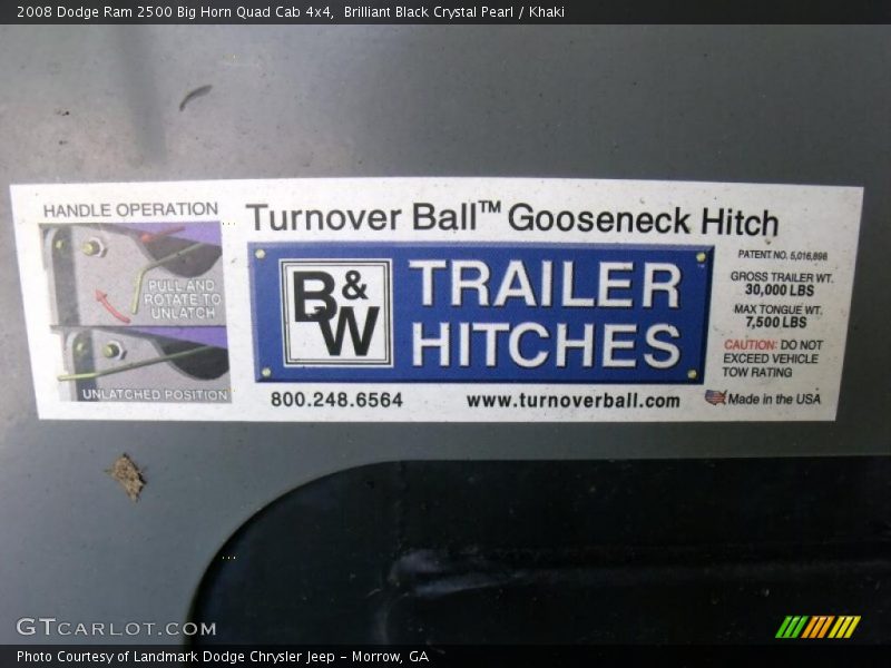 Brilliant Black Crystal Pearl / Khaki 2008 Dodge Ram 2500 Big Horn Quad Cab 4x4