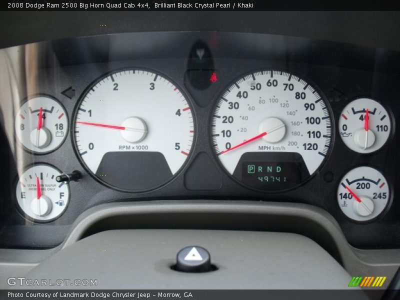 Brilliant Black Crystal Pearl / Khaki 2008 Dodge Ram 2500 Big Horn Quad Cab 4x4