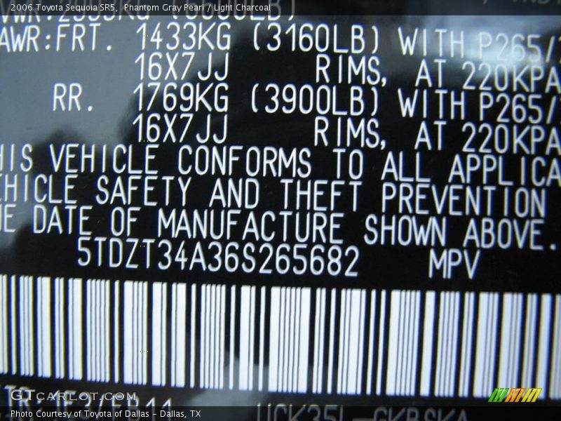 2006 Sequoia SR5 Phantom Gray Pearl Color Code 1E3