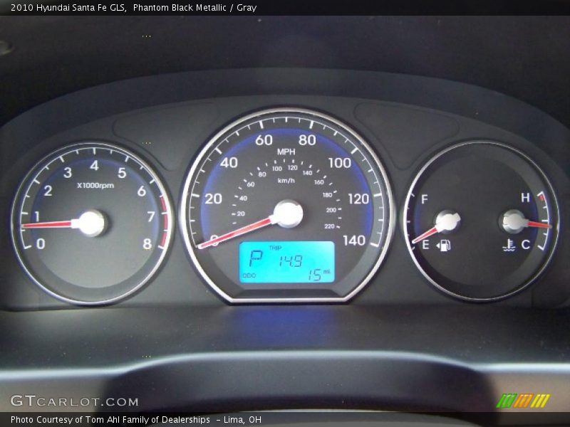 Phantom Black Metallic / Gray 2010 Hyundai Santa Fe GLS