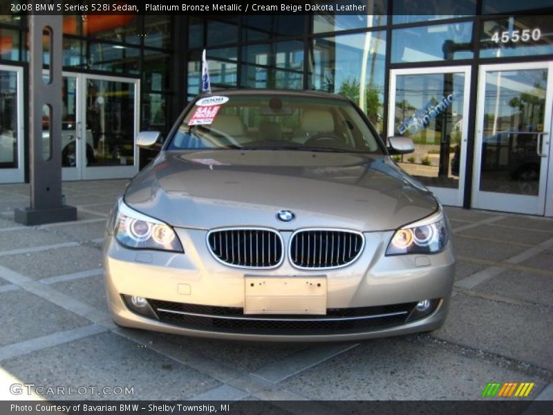 Platinum Bronze Metallic / Cream Beige Dakota Leather 2008 BMW 5 Series 528i Sedan