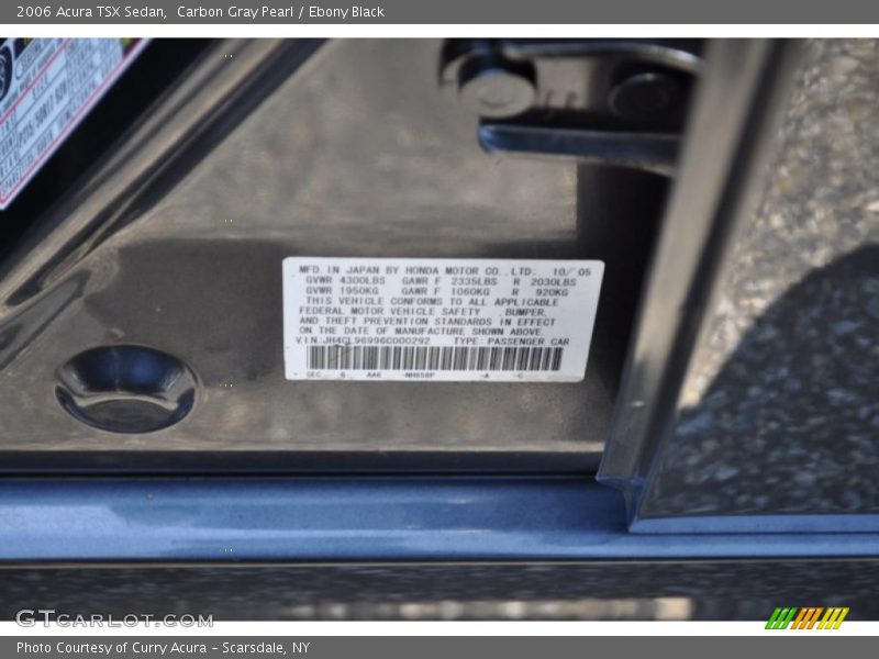 Carbon Gray Pearl / Ebony Black 2006 Acura TSX Sedan