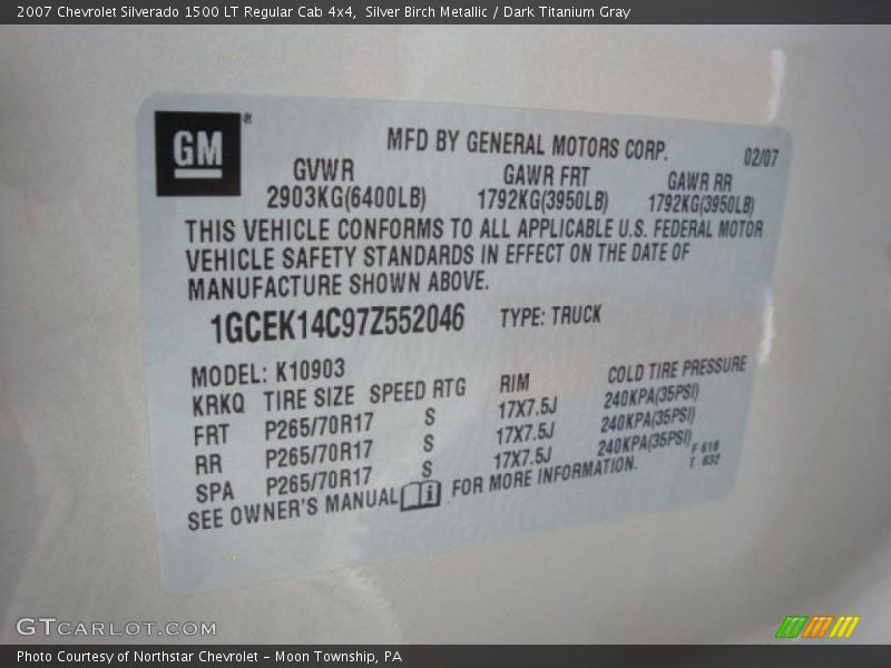 Silver Birch Metallic / Dark Titanium Gray 2007 Chevrolet Silverado 1500 LT Regular Cab 4x4