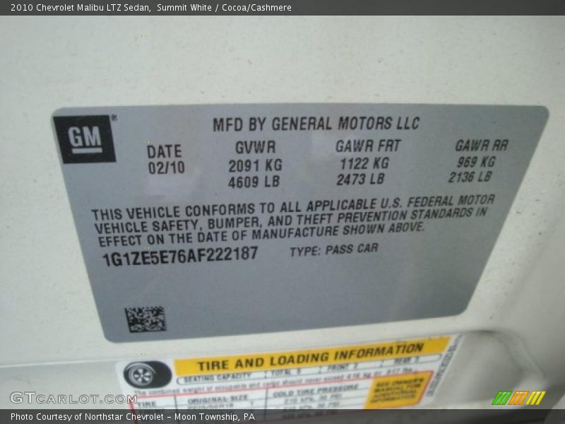 Summit White / Cocoa/Cashmere 2010 Chevrolet Malibu LTZ Sedan