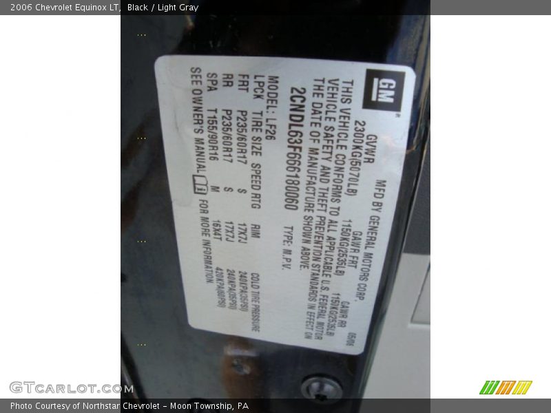 Black / Light Gray 2006 Chevrolet Equinox LT