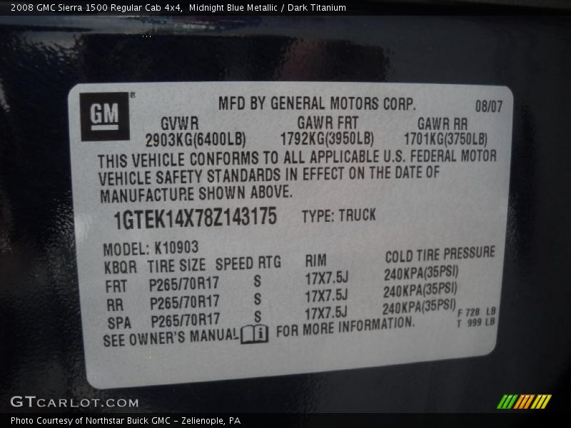 Midnight Blue Metallic / Dark Titanium 2008 GMC Sierra 1500 Regular Cab 4x4