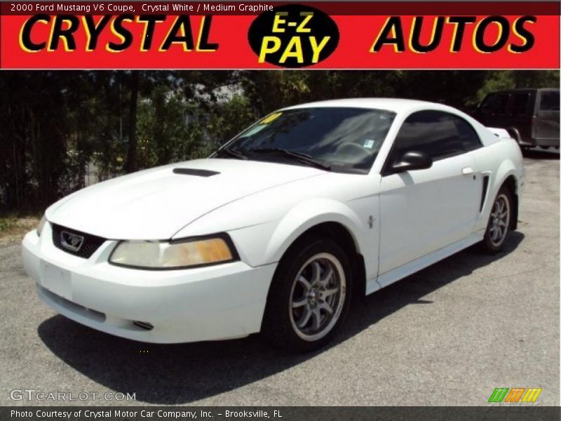 Crystal White / Medium Graphite 2000 Ford Mustang V6 Coupe