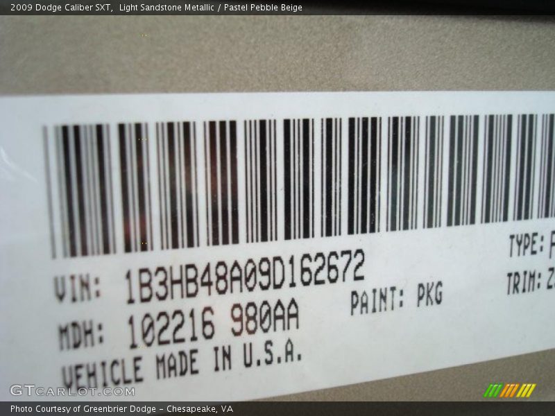 Light Sandstone Metallic / Pastel Pebble Beige 2009 Dodge Caliber SXT