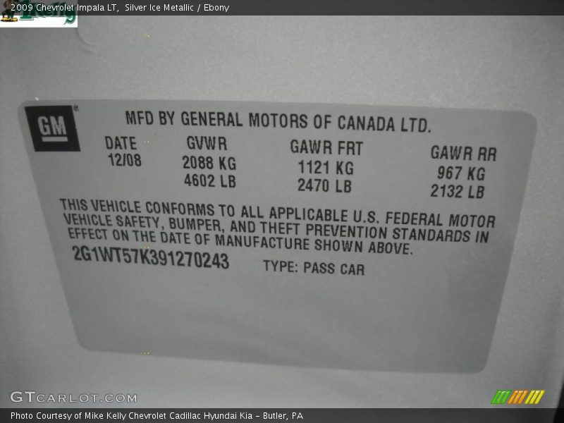 Silver Ice Metallic / Ebony 2009 Chevrolet Impala LT