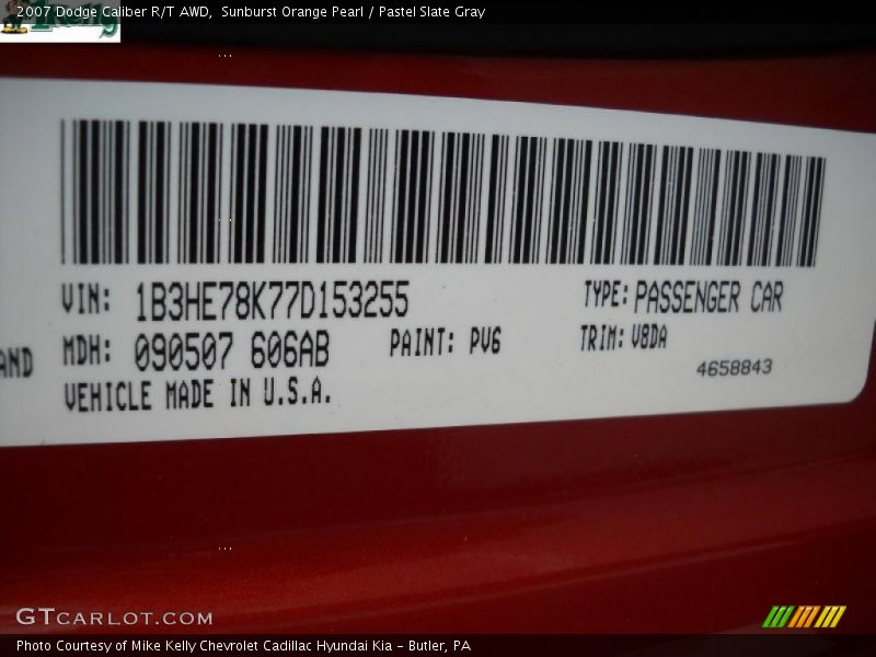 Sunburst Orange Pearl / Pastel Slate Gray 2007 Dodge Caliber R/T AWD