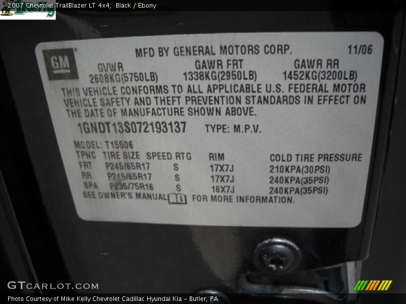 Black / Ebony 2007 Chevrolet TrailBlazer LT 4x4