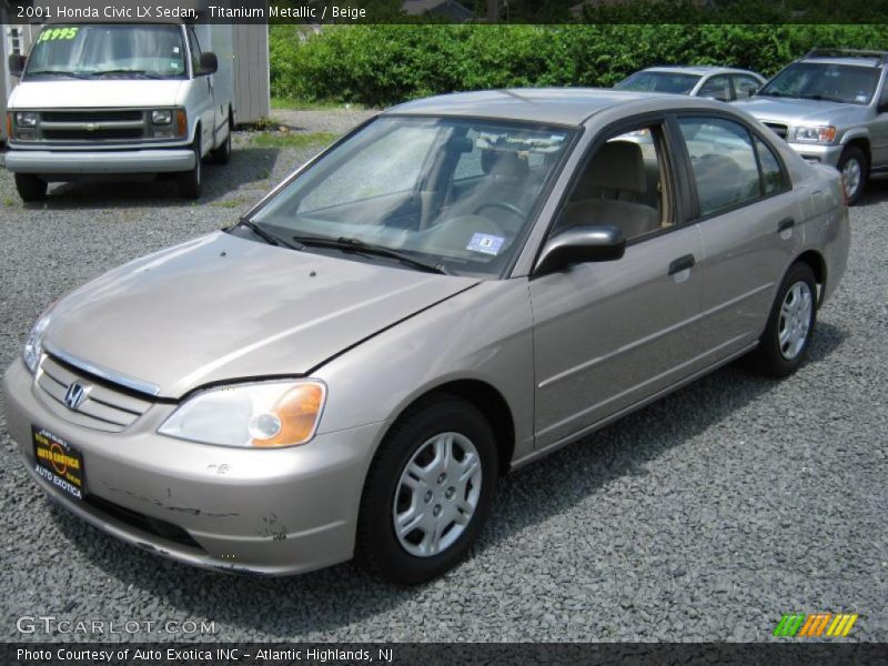 Titanium Metallic / Beige 2001 Honda Civic LX Sedan